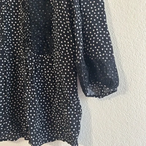 Boden Cynthia Polka Dot Lace Blouse Black White Size 4 Women's 3/4 Sleeve Formal - Picture 3 of 9